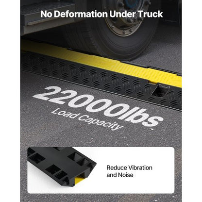 Kabelskyddsramp, 9 979 kg/axelkapacitet, 2-kanals kraftig gummisnöre, slangskydd, 32 x 31 mm kanal, hastighetshinder med öppningsbart toppskydd, för inomhusbruk och utomhusbruk, 1-pack |  EU