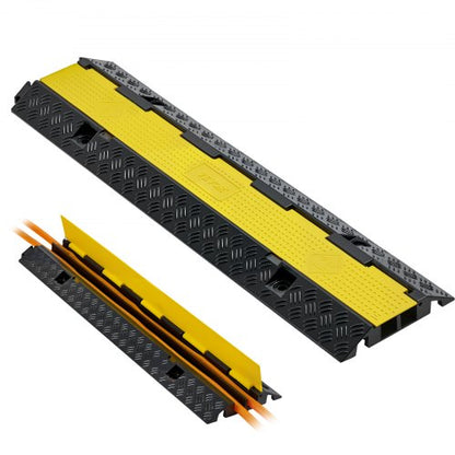 Kabelskyddsramp, 9 979 kg/axelkapacitet, 2-kanals kraftig gummisnöre, slangskydd, 32 x 31 mm kanal, hastighetshinder med öppningsbart toppskydd, för inomhusbruk och utomhusbruk, 1-pack |  EU