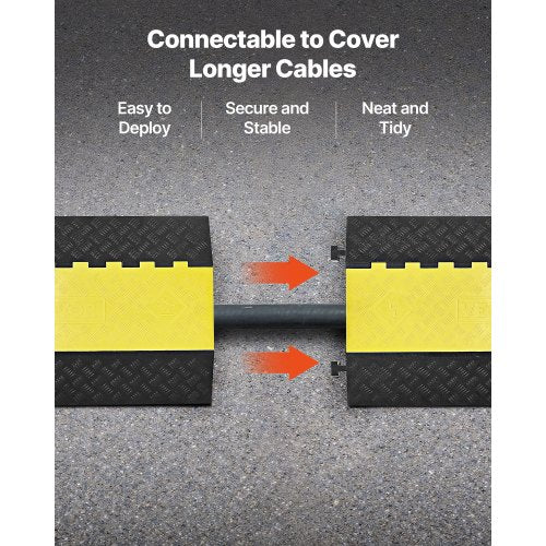 Kabelskyddsramp, 9 979 kg/axelkapacitet, 2-kanals kraftigt gummisnöre, slangskydd för slang, 100 x 75 mm kanal, farthinder med öppningsbart toppskydd, för inomhusbruk och utomhusbruk, 1-pack |  EU