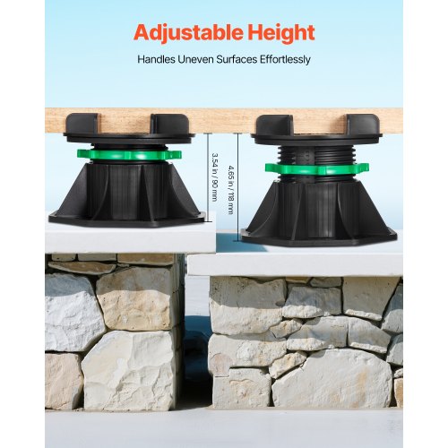 8 pcs adjustable deck supports pedestal deck foundation base 9.6-11.2 cm