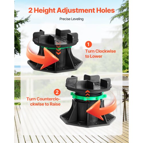 8 pcs adjustable deck supports pedestal deck foundation base 9.6-11.2 cm