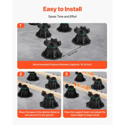 8 pcs adjustable deck supports pedestal deck foundation base 9.6-11.2 cm