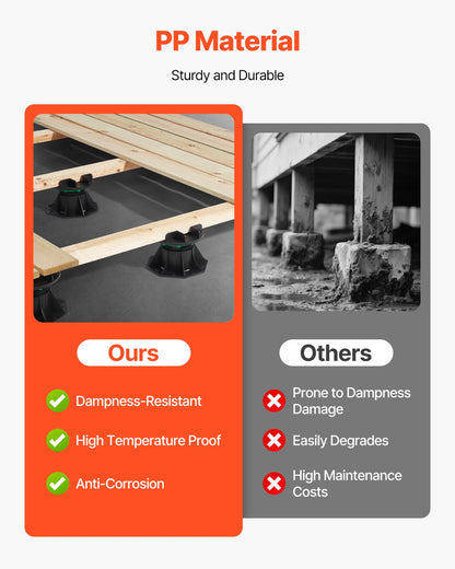 Deck Blocks 8 PCS, 2200 lbs / 997.90 kg Load Capacity Deck Support Plastic Pedestal Paver, Raising 3.54 - 4.65 inch / 90 - 118 mm, Height Adjustable Shed Foundation Base for Wood Concrete Metal