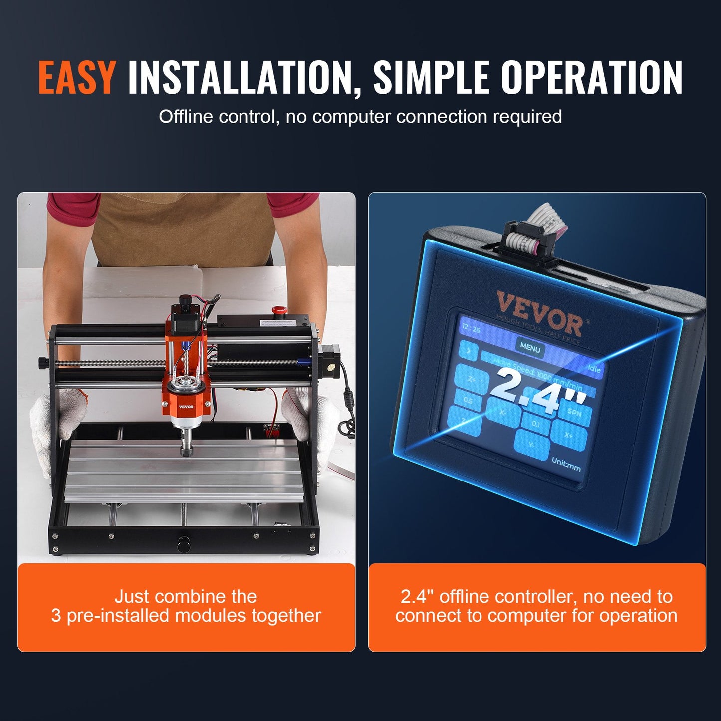 CNC Milling Machine, 300x200x72mm Work Area, 120W Engraving Machine, 3-Axis GRBL Control Wood Engraving Carving Milling Machine Kit 1200RPM with Offline Control for Wood, Acrylic, MDF, PVC, Plastic Foam