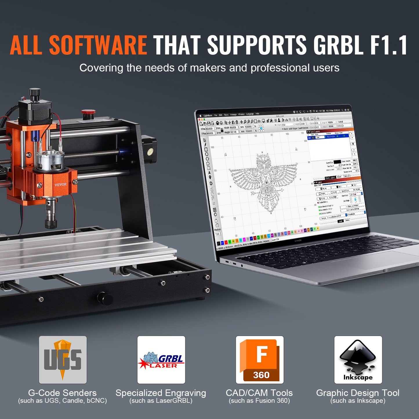 CNC Milling Machine, 300x200x72mm Work Area, 120W Engraving Machine, 3-Axis GRBL Control Wood Engraving Carving Milling Machine Kit 1200RPM with Offline Control for Wood, Acrylic, MDF, PVC, Plastic Foam