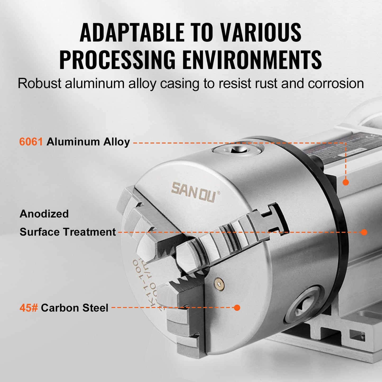 Dividing Head, K11-100mm 3-Jaw Chuck, CNC Router Milling Machine Rotational Axis 4th Axis A Axis Indexing Head, 2.6"/65 mm Center Height MT2 Tailstock 6:1 Gear Ratio, Universal for Engraving