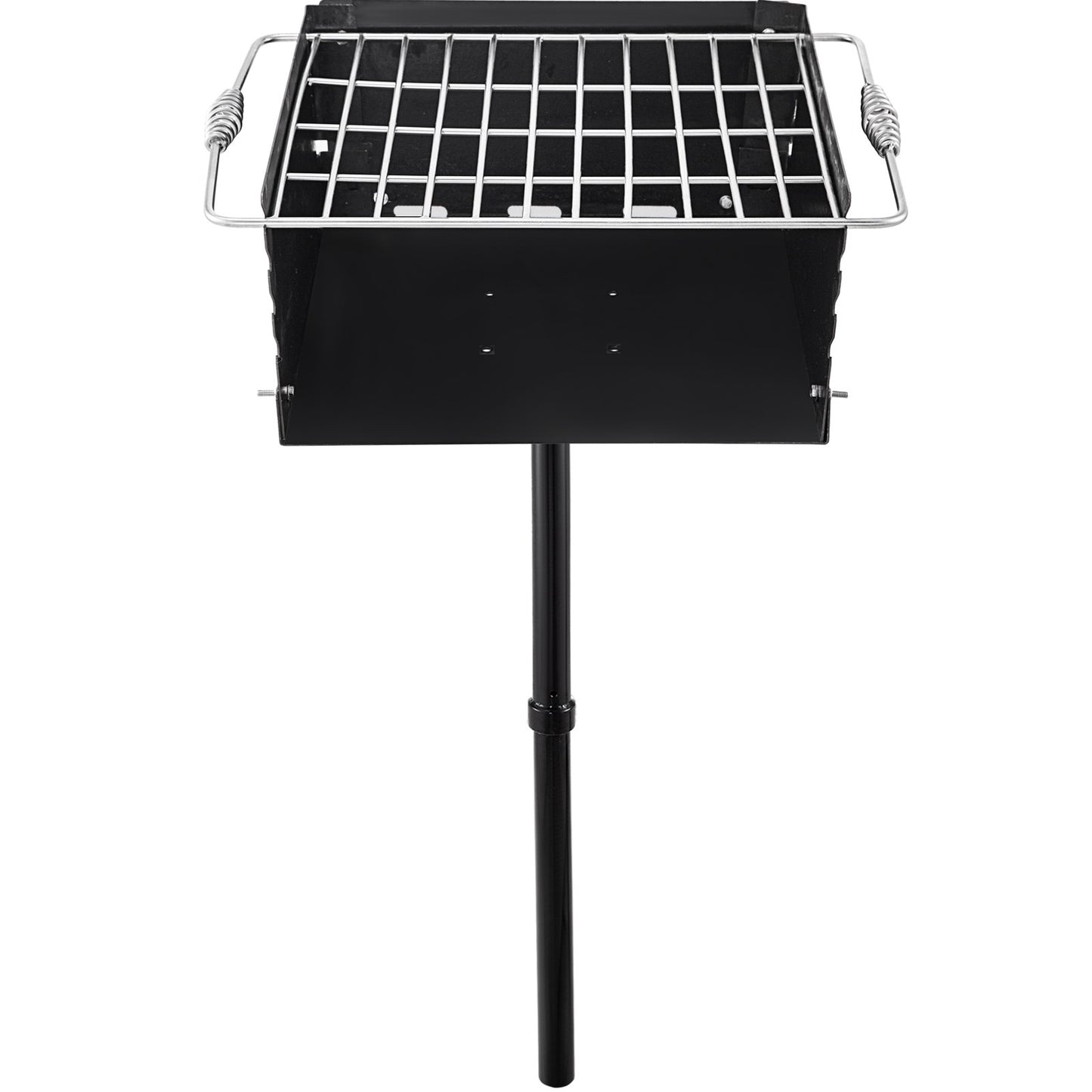 Utomhusgrill i parkstil 16 x 16 tum Parkstil kolgrill Kolstål Parkstil BBQ-grill Justerbar Parkkolgrill med rostfritt stål utomhusparkgrill, pelare i marken