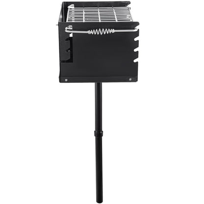 Utomhusgrill i parkstil 16 x 16 tum Parkstil kolgrill Kolstål Parkstil BBQ-grill Justerbar Parkkolgrill med rostfritt stål utomhusparkgrill, pelare i marken