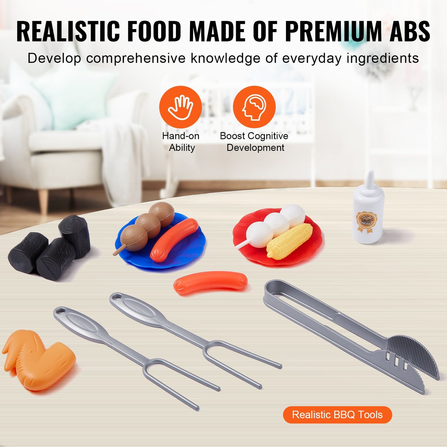 19 st Barn BBQ Grill Lekset Matlagningsgrill Leksaksset med rökljud