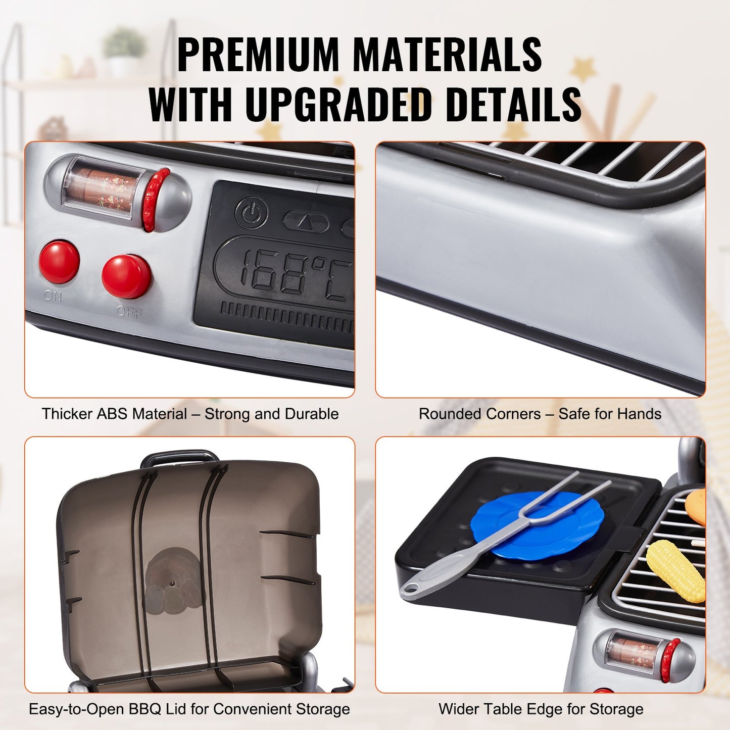 19 st Barn BBQ Grill Lekset Matlagningsgrill Leksaksset med rökljud