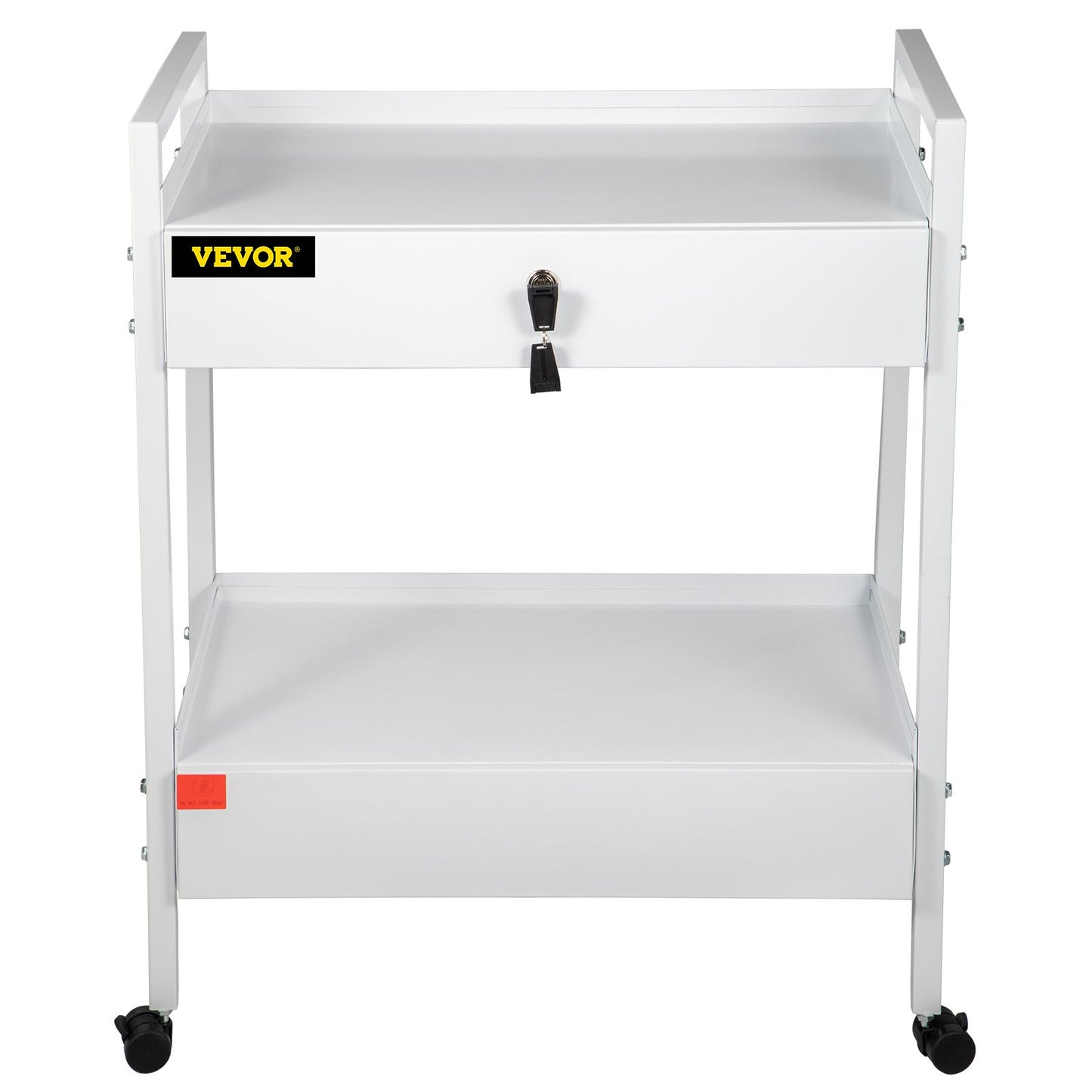 Lab Cart, 2 Tier Stainless Steel Utility Cart Medical Cart 2 Drawers Rolling Lab Cart White Color Serving Cart with 360° Wheels for Laboratory Hospital Dental Salon Beauty