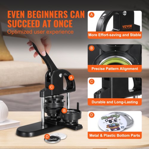 Button Maker Machine, 1/1.25/2.28 inch (25/32/58mm) 3-in-1 Pin Maker, Installation-Free Badge Punch Press Kit, Button Making Supplies with 300pcs Button Parts, Circle Cutter, Magic Book | EU