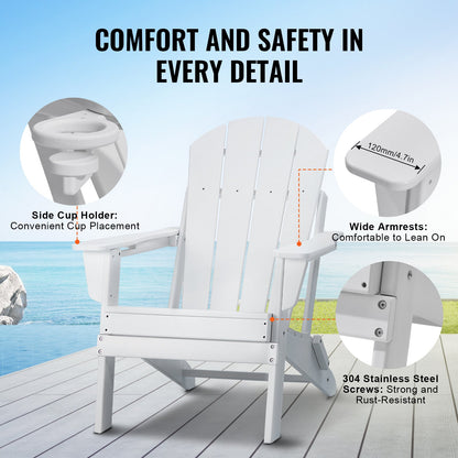 Adirondack Stol Plast Set med 2 All Weather Folding Fire Pit White