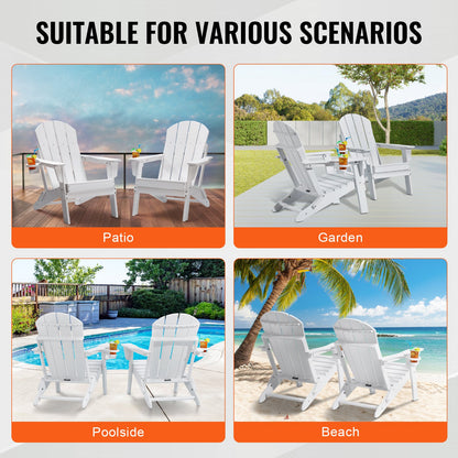 Adirondack Stol Plast Set med 2 All Weather Folding Fire Pit White