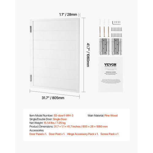 Pendeltüren für Café 81,3x106,7 cm Kiefer weiß mit Scharnieren und Beschlägen | EU