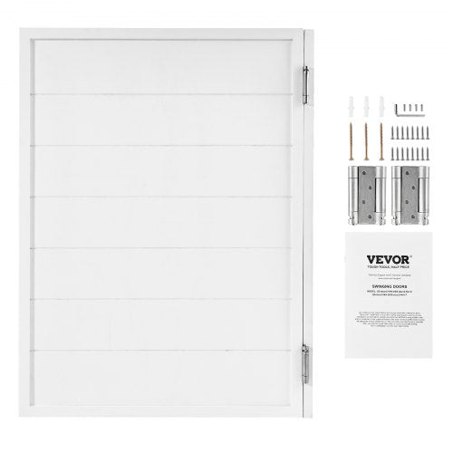 Saloon Doors, 32"W x 42" H Single Swinging Cafe Interior Doors, Square Design Premium Pine Wood, with Hinges & Hardware Kit, Easy to Install, for Hallway Kitchen Bar Pub Entrance, White