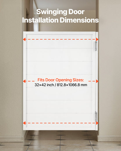 Saloon Doors, 32"W x 42" H Single Swinging Cafe Interior Doors, Square Design Premium Pine Wood, with Hinges & Hardware Kit, Easy to Install, for Hallway Kitchen Bar Pub Entrance, White