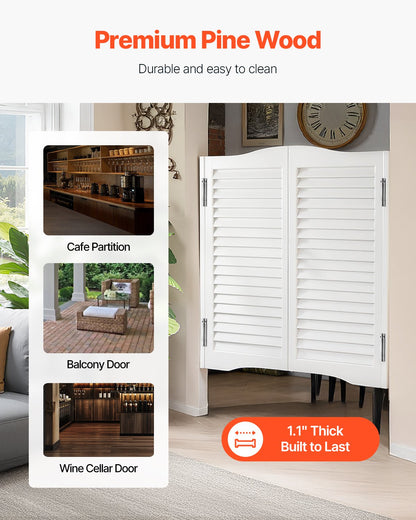 Double Saloon Doors, 32"W x 36" H Arched Top Interior Swinging Cafe Doors, Premium Pine Wood, with Hinges & Hardware Kit, Easy to Install, for Hallway Kitchen Bar Pub Entrance, White