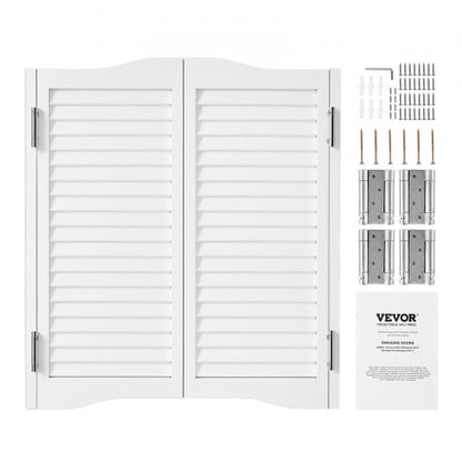 Double Saloon Doors, 36"W x 36" H Arched Top Interior Swinging Cafe Doors, Premium Pine Wood, with Hinges & Hardware Kit, Easy to Install, for Hallway Kitchen Bar Pub Entrance, White