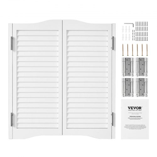 Double Saloon Doors, 36"W x 36" H Arched Top Interior Swinging Cafe Doors, Premium Pine Wood, with Hinges & Hardware Kit, Easy to Install, for Hallway Kitchen Bar Pub Entrance, White