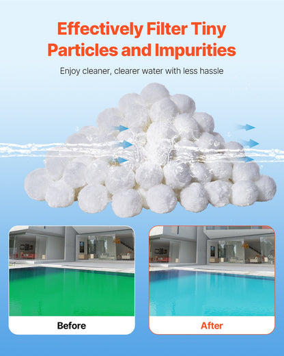 Pool Filter Balls for Sand Filter, 1.5 lbs, Filter Balls Replace Pool Filter Sand, Reusable Polyester Fiber Filter Media Balls with Wash Bag, for Swimming Pool Above Ground Pool Aquarium Tank