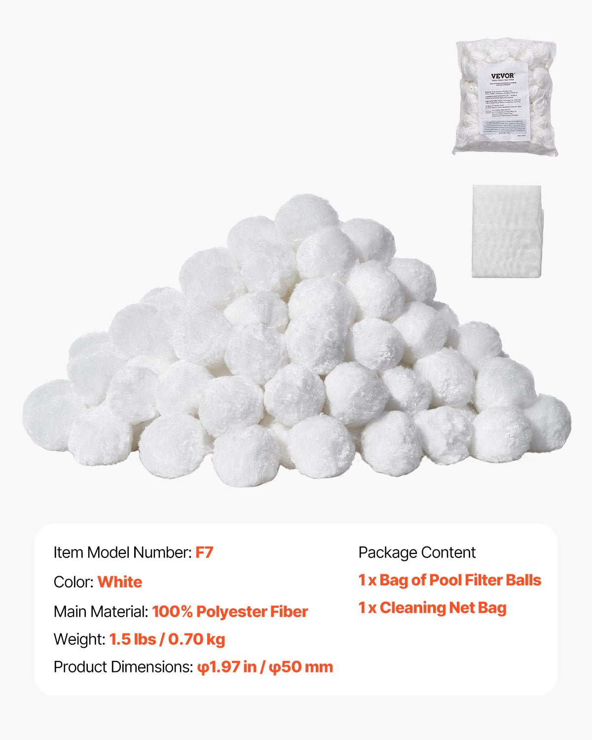 Pool Filter Balls for Sand Filter, 1.5 lbs, Filter Balls Replace Pool Filter Sand, Reusable Polyester Fiber Filter Media Balls with Wash Bag, for Swimming Pool Above Ground Pool Aquarium Tank