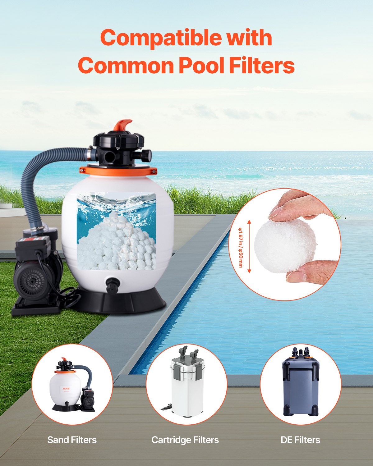 Poolfilterkulor för sandfilterpump 4,6 lbs Återanvändbar för pool