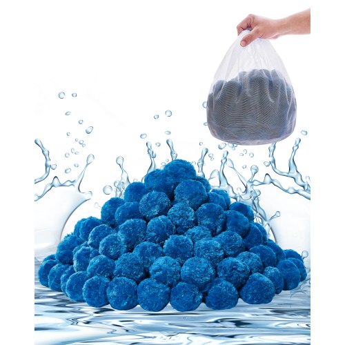 Pool Filter Balls for Sand Filter, 1.5 lbs, Filter Balls Replace Pool Filter Sand, Reusable Blue Polyester Fiber Filter Media with Wash Bag, for Swimming Pool Aquarium Tank Above Ground Pool