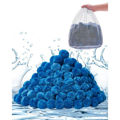 Pool Filter Balls for Sand Filter, 3.1 lbs, Filter Balls Replace Pool Filter Sand, Reusable Blue Polyester Fiber Filter Media with Wash Bag, for Swimming Pool Aquarium Tank Above Ground Pool