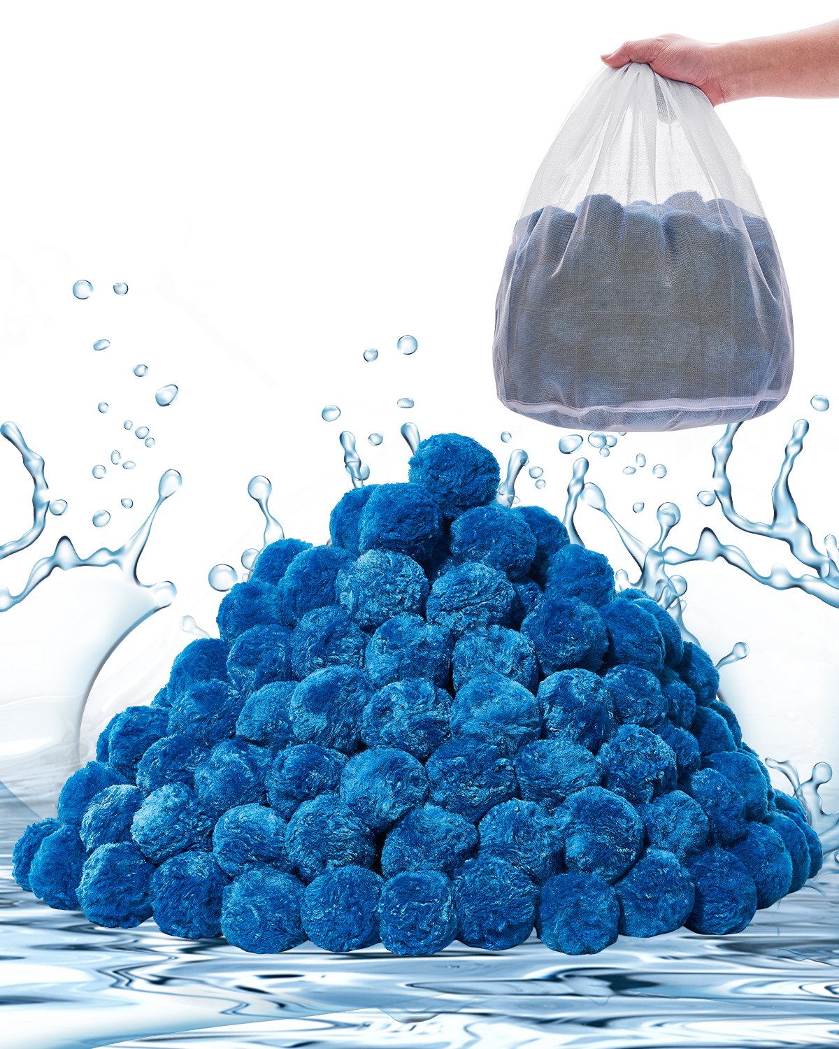 Pool-Filterbälle für Sandfilterpumpe, Pool, 1,4 kg, wiederverwendbar, blau