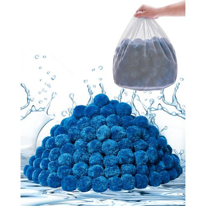 Pool Filter Balls for Sand Filter, 4 lbs, Filter Balls Replace Pool Filter Sand, Reusable Blue Polyester Fiber Filter Media with Wash Bag, for Swimming Pool Aquarium Tank Above Ground Pool