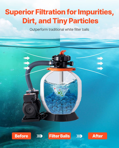 Pool-Filterbälle für Sandfilterpumpe, Pool, 1,8 kg, wiederverwendbar, blau