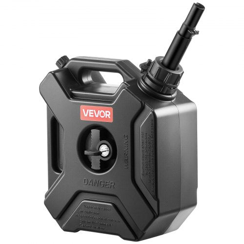 Fuel Container, 1.3 Gallon, Gas Can with Spout and Lockable Bracket, 15 L/min Max Flow Rate, Secure & Leak-proof, Portable Flat Fluid Container for Most Cars Motorcycle ATV UTV, Black