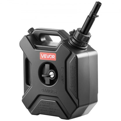 Fuel Container, 1.3 Gallon, Gas Can with Spout and Lockable Bracket, 15 L/min Max Flow Rate, Secure & Leak-proof, Portable Flat Fluid Container for Most Cars Motorcycle ATV UTV, Black