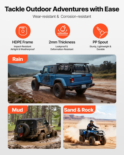 Fuel Container, 1.3 Gallon, Gas Can with Spout and Lockable Bracket, 15 L/min Max Flow Rate, Secure & Leak-proof, Portable Flat Fluid Container for Most Cars Motorcycle ATV UTV, Black