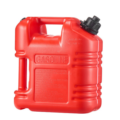 Fuel Container, 2.5 Gallon, Gas Tank with Spout & Clear Scale, 15 L/min Max Flow Rate, Secure & Leak-proof, Portable Flat Fluid Container for Most Cars Motorcycle ATV UTV, Red, 1 Pack