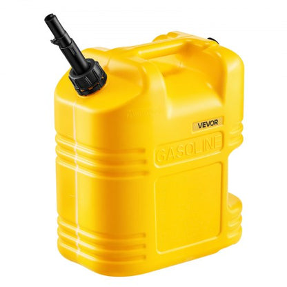 Fuel Container, 5 Gallon, Gas Tank with Spout & Clear Scale, 15 L/min Max Flow Rate, Secure & Leak-proof, Portable Flat Fluid Container for Most Cars Motorcycle SUV ATV UTV, Yellow, 1 Pack
