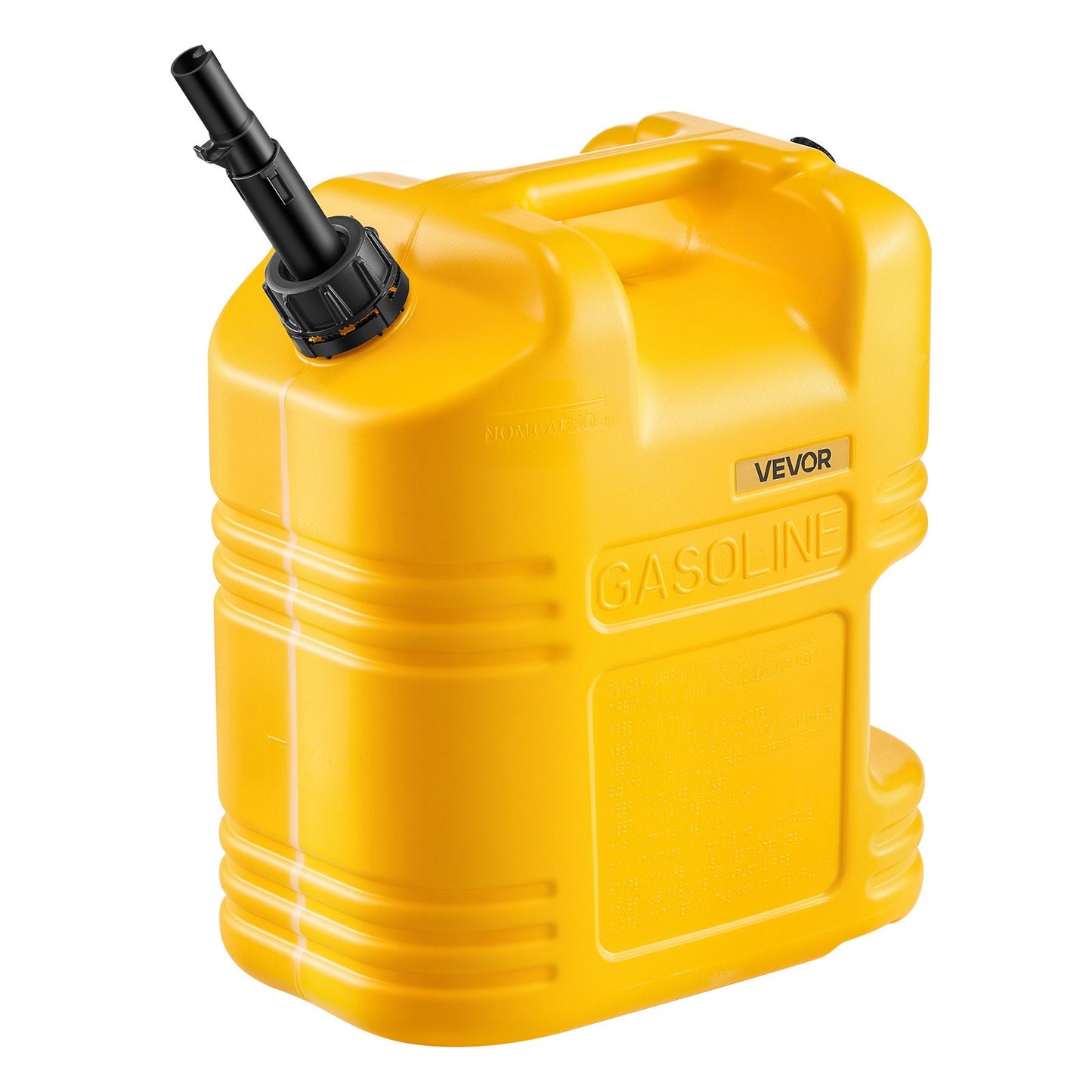 Fuel Container, 5 Gallon, Gas Tank with Spout & Clear Scale, 15 L/min Max Flow Rate, Secure & Leak-proof, Portable Flat Fluid Container for Most Cars Motorcycle SUV ATV UTV, Yellow, 1 Pack