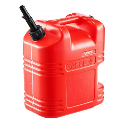 Fuel Container, 5 Gallon, Gas Tank with Spout & Clear Scale, 15 L/min Max Flow Rate, Secure & Leak-proof, Portable Flat Fluid Container for Most Cars Motorcycle ATV UTV, Red, 1 Pack