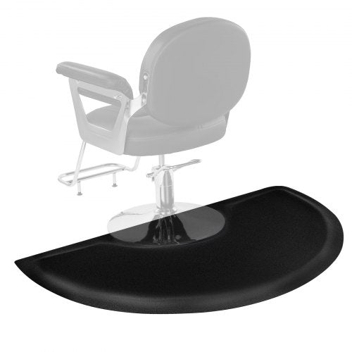 Salon Mat for Hair Stylist, 3 x 5 FT Semi-circle Salon Chair Mat, 1/2-inch Thickened Anti Fatigue Barber Shop Floor Mat with Round Cut Out, Easy-to-Clean PVC Surface & Anti-Trip Beveled Edges