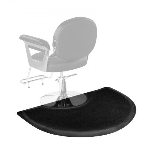 Salon Mat for Hair Stylist, 3 x 4 FT Semi-circle Salon Chair Mat, 1/2-inch Thickened Anti Fatigue Barber Shop Floor Mat with Round Cut Out, Easy-to-Clean PVC Surface & Anti-Trip Beveled Edges