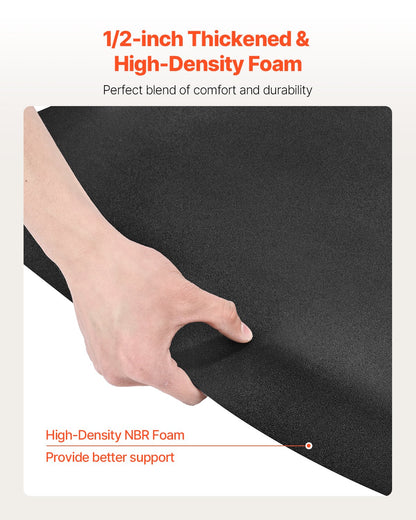 Salon Mat for Hair Stylist, 3 x 4 FT Semi-circle Salon Chair Mat, 1/2-inch Thickened Anti Fatigue Barber Shop Floor Mat with Round Cut Out, Easy-to-Clean PVC Surface & Anti-Trip Beveled Edges