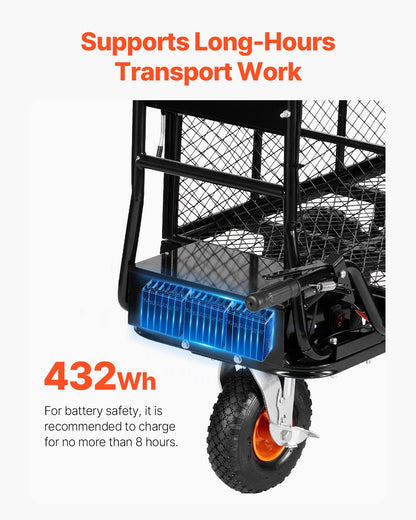 Electric Utility Cart 500lbs Capacity Power Wagon 36V 432W Wheelbarrow