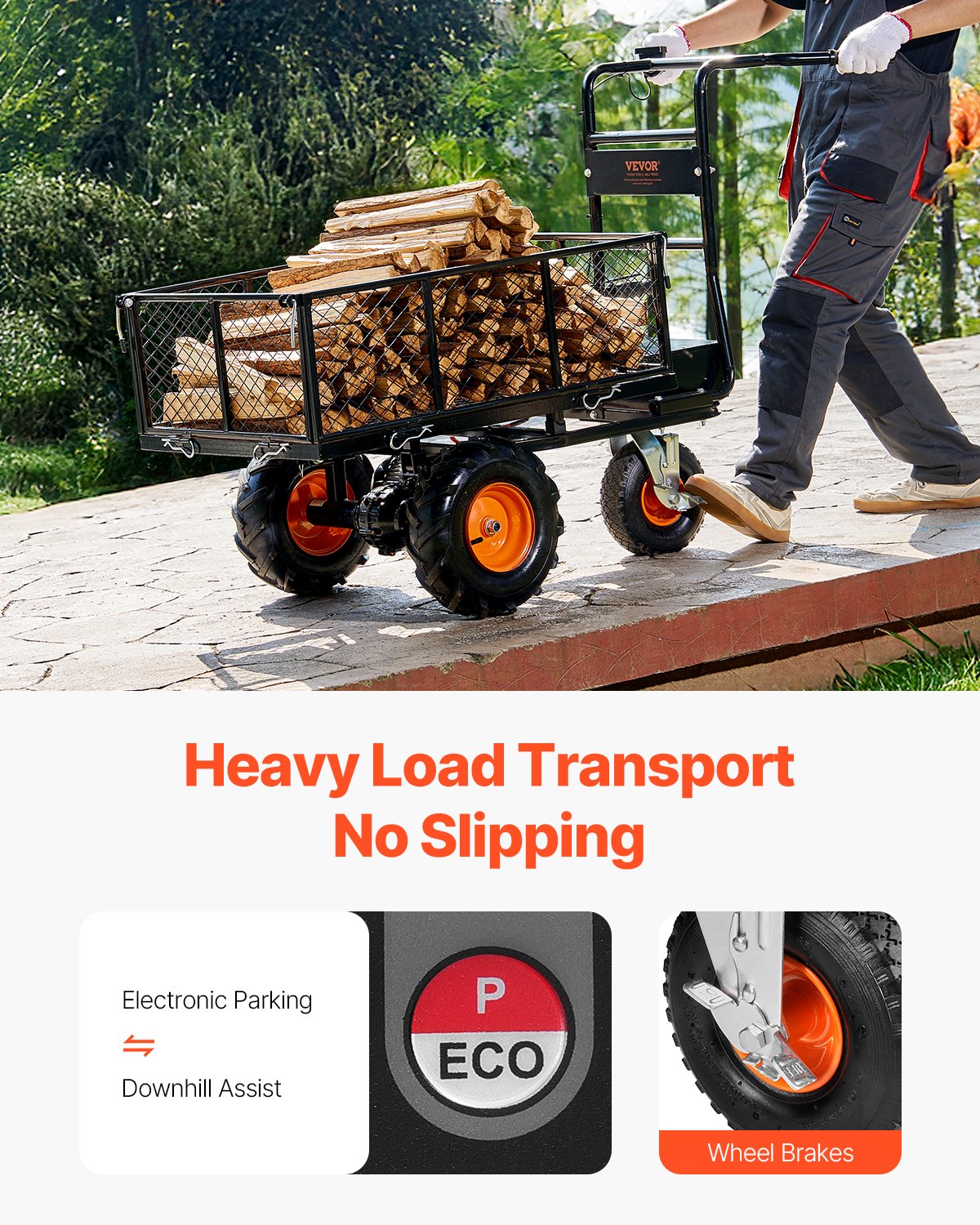 Electric Utility Cart 500lbs Capacity Power Wagon 36V 432W Wheelbarrow