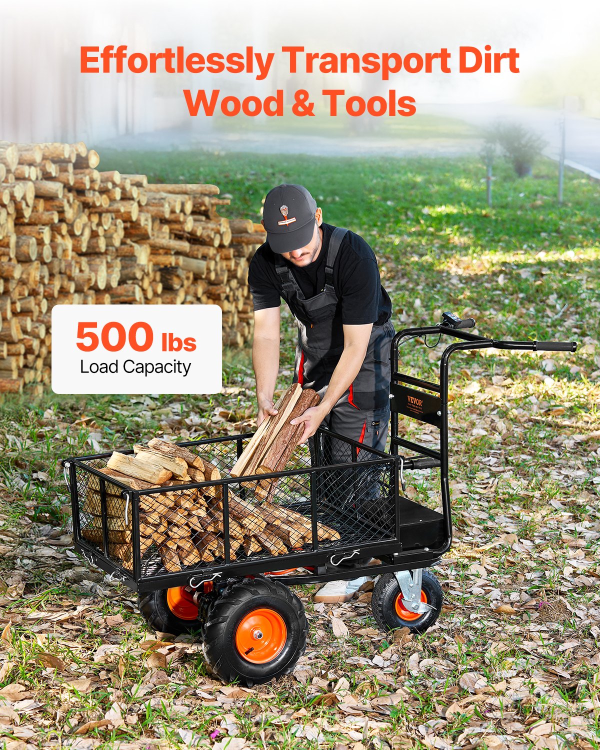 Electric Utility Cart 500lbs Capacity Power Wagon 36V 432W Wheelbarrow