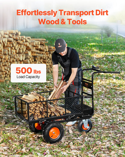 Electric Utility Cart 500lbs Capacity Power Wagon 36V 432W Wheelbarrow