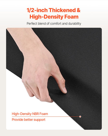 Salon Mat for Hair Stylist, 3 x 5 FT Rectangle Salon Chair Mat Anti Fatigue, 1/2" Thickened PVC + NBR Barber Shop Floor Mat with Round Cut Out, Anti-Trip Beveled Edges & Non-slip Bottom