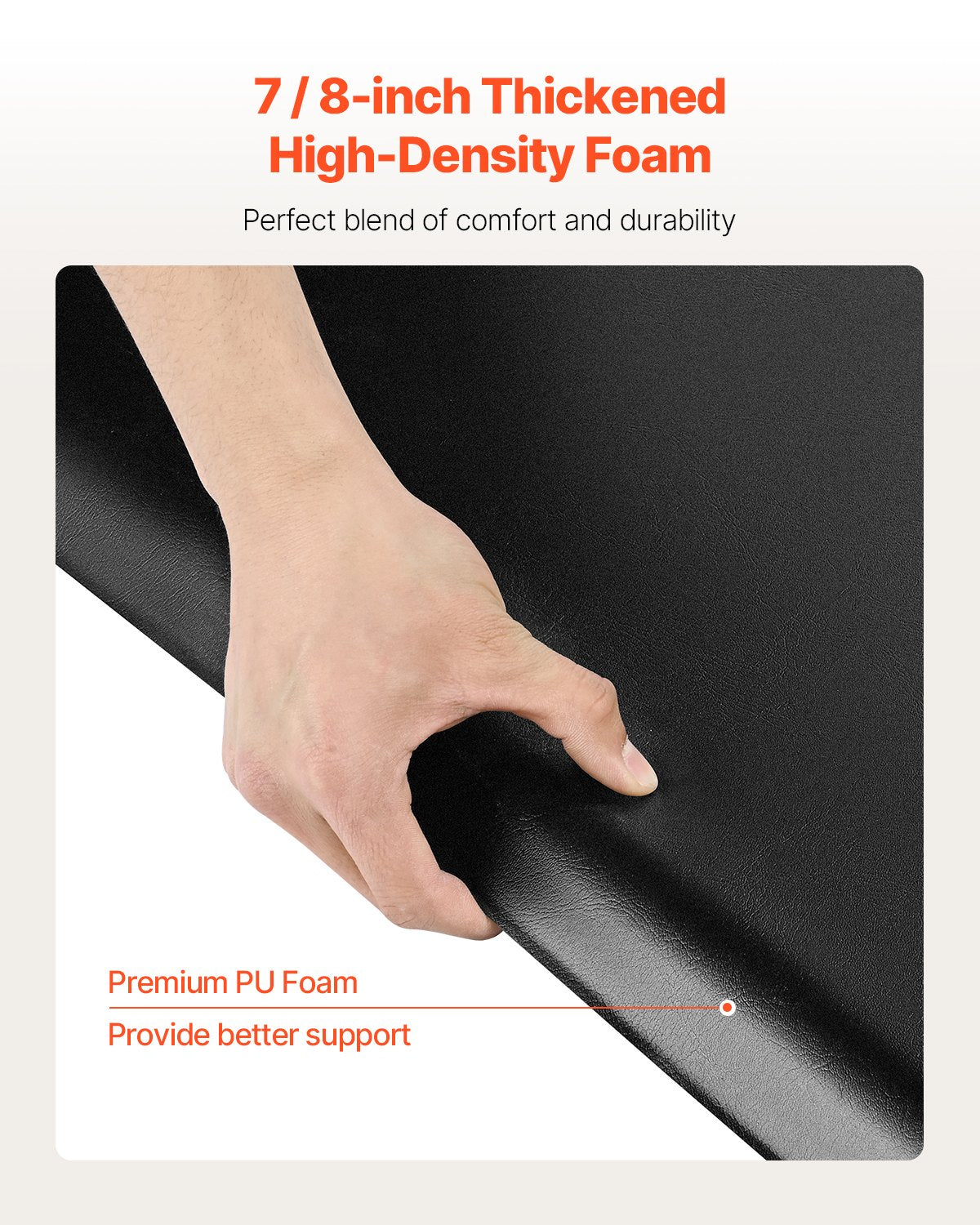 Salon Mat for Hair Stylist, 3 x 5 FT Rectangle Salon Chair Mat Anti Fatigue, 7/8" Thickened PVC + PU Barber Shop Floor Mat with Round Cut Out, Anti-Trip Beveled Edges & Non-slip Bottom