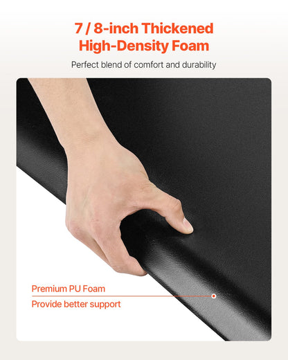 Salon Mat for Hair Stylist, 3 x 5 FT Rectangle Salon Chair Mat Anti Fatigue, 7/8" Thickened PVC + PU Barber Shop Floor Mat with Round Cut Out, Anti-Trip Beveled Edges & Non-slip Bottom