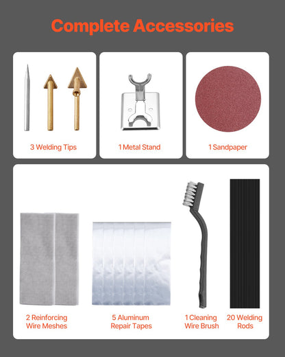 Kunststoffschweißset 60W/100W Kunststoffschweißset mit 3 Spitzen und 20 Stäben